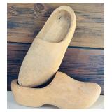 Unique Wooden Vintage Open Toe Mule and Antique Wooden Scandinavian Hand Carved Klompen Mules