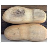 Unique Wooden Vintage Open Toe Mule and Antique Wooden Scandinavian Hand Carved Klompen Mules