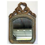 Vintage or Antique-Style Decorative Mirror, Carved High Relief Reproduction Plaque and Abstract Winged Angel Wall Sconce Candleholder Terra Cotta and English Wall Wings