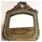 Vintage or Antique-Style Decorative Mirror, Carved High Relief Reproduction Plaque and Abstract Winged Angel Wall Sconce Candleholder Terra Cotta and English Wall Wings