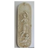 Vintage or Antique-Style Decorative Mirror, Carved High Relief Reproduction Plaque and Abstract Winged Angel Wall Sconce Candleholder Terra Cotta and English Wall Wings