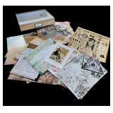 Mixed Lot of Scrapbook Paper, Scissors and Crafting Supplies in Storage Box