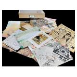 Mixed Lot of Scrapbook Paper, Scissors and Crafting Supplies in Storage Box