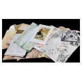 Mixed Lot of Scrapbook Paper, Scissors and Crafting Supplies in Storage Box