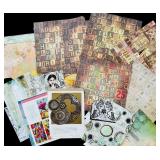 Mixed Lot of Scrapbook Paper, Scissors and Crafting Supplies in Storage Box