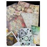 Mixed Lot of Scrapbook Paper, Scissors and Crafting Supplies in Storage Box