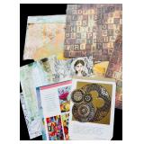 Mixed Lot of Scrapbook Paper, Scissors and Crafting Supplies in Storage Box