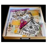 Mixed Lot of Scrapbook Paper, Scissors and Crafting Supplies in Storage Box