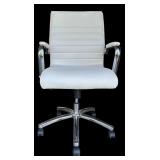 Modern White Office Chair with Chrome Frame and Casters