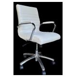 Modern White Office Chair with Chrome Frame and Casters