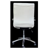 Modern White Office Chair with Chrome Frame and Casters