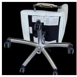Modern White Office Chair with Chrome Frame and Casters