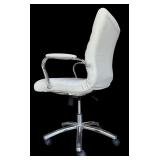 Modern White Office Chair with Chrome Frame and Casters