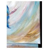 Original 20 x 16 Artwork with Three Blue Birds