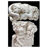 Collection of 4 Antique-Style Cherub Wall Plaques