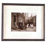 Pair of Framed Frank Sutcliffe Sepia Photographs, Quayside Fish Stall and Girls Skaning Mussels