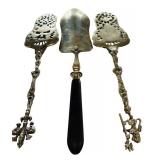 Set of 6 Vintage Ornate Serving Utensils with Decorative Handles