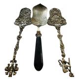 Set of 6 Vintage Ornate Serving Utensils with Decorative Handles