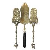 Set of 6 Vintage Ornate Serving Utensils with Decorative Handles
