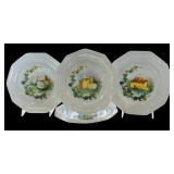 Set of 4 Vintage CNP France 8.25-Inch Appetizer Plates with Cheese Motif