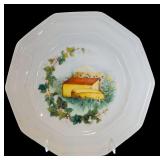 Set of 4 Vintage CNP France 8.25-Inch Appetizer Plates with Cheese Motif