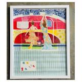 Framed Watercolor Artwork of Dancing Women