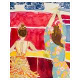 Framed Watercolor Artwork of Dancing Women