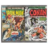 Lot of 9 Vintage Marvel and DC Comic Books Including Conan, Iron Man, Beowulf, and More