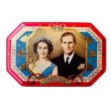 Vintage  George W. Horner Tin Queen Elizabeth and Prince Philip
