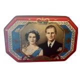 Vintage  George W. Horner Tin Queen Elizabeth and Prince Philip