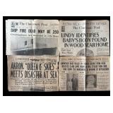 Collection of 4 Vintage 1930s Newspaper Front Pages Historic Headlines