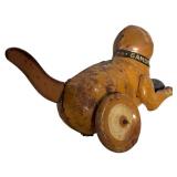 Vintage Marx Pressed Tin Wind Up Toy, Sandy from Little Orphan Annie and Vintage Lithograph Baby Rattle