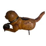 Vintage Marx Pressed Tin Wind Up Toy, Sandy from Little Orphan Annie and Vintage Lithograph Baby Rattle