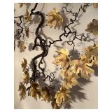 Vintage Mid Century Handcrafted Metal Wall Art Sculpture with Gold Leaf Accents Vintage Mid Century Handcrafted Metal Wall Art Sculpture with Gold Leaf Accents
