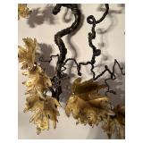 Vintage Mid Century Handcrafted Metal Wall Art Sculpture with Gold Leaf Accents Vintage Mid Century Handcrafted Metal Wall Art Sculpture with Gold Leaf Accents