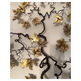 Vintage Mid Century Handcrafted Metal Wall Art Sculpture with Gold Leaf Accents Vintage Mid Century Handcrafted Metal Wall Art Sculpture with Gold Leaf Accents