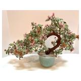 Vintage Jade and Stone Flower Bonsai Tree in Ceramic Pot Vintage Jade and Stone Flower Bonsai Tree in Ceramic Pot