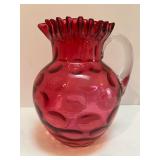 Fenton Cranberry Coin Dot Pitcher and 2 Tumblers Set Fenton Cranberry Coin Dot Pitcher and 2 Tumblers Set