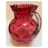 Fenton Cranberry Coin Dot Pitcher and 2 Tumblers Set Fenton Cranberry Coin Dot Pitcher and 2 Tumblers Set