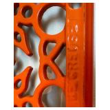 Le Creuset Orange Enameled Cast Iron Trivet Sunburst Pattern Le Creuset Orange Enameled Cast Iron Trivet Sunburst Pattern