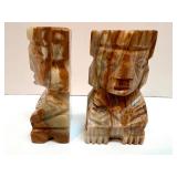 Onyx Carved Bookends and Decorative Inlay Wood Box Set Onyx Carved Bookends and Decorative Inlay Wood Box Set
