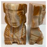 Onyx Carved Bookends and Decorative Inlay Wood Box Set Onyx Carved Bookends and Decorative Inlay Wood Box Set