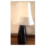 Black Ceramic Table Lamp with White Etched Calla Lily Design and Shade Black Ceramic Table Lamp with White Etched Calla Lily Design and Shade