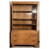 Mid Century Wooden China Cabinet with Glass Doors and Brass Handles Mid Century Wooden China Cabinet with Glass Doors and Brass Handles