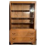 Mid Century Wooden China Cabinet with Glass Doors and Brass Handles Mid Century Wooden China Cabinet with Glass Doors and Brass Handles