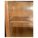 Mid Century Wooden China Cabinet with Glass Doors and Brass Handles Mid Century Wooden China Cabinet with Glass Doors and Brass Handles