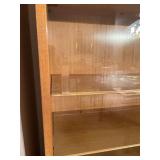 Mid Century Wooden China Cabinet with Glass Doors and Brass Handles Mid Century Wooden China Cabinet with Glass Doors and Brass Handles