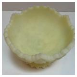 Fenton Custard Satin Glass Pedestal Bowl with Uranium Glow Fenton Custard Satin Glass Pedestal Bowl with Uranium Glow