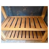 Wooden Kitchen Utility Table with Drawers and Slatted Shelves Wooden Kitchen Utility Table with Drawers and Slatted Shelves