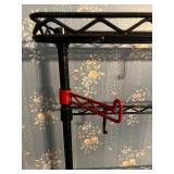 Metal Wire Kitchen Utility Rack with Hooks and Wood Shelf Top Metal Wire Kitchen Utility Rack with Hooks and Wood Shelf Top